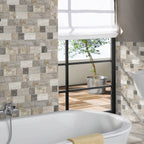 Travertine Modular Beige Textured Tile - lifestyle view