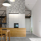 Travertine Modular Grey Textured Tile - lifestyle view