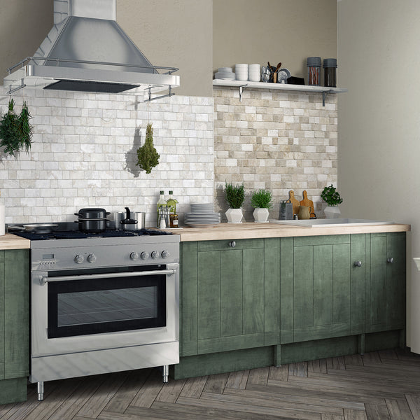 Travertine Modular White Textured Tile - lifestyle view