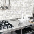 Travertine Modular White Textured Tile - lifestyle view