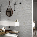 Travertine Modular White Textured Tile - lifestyle view