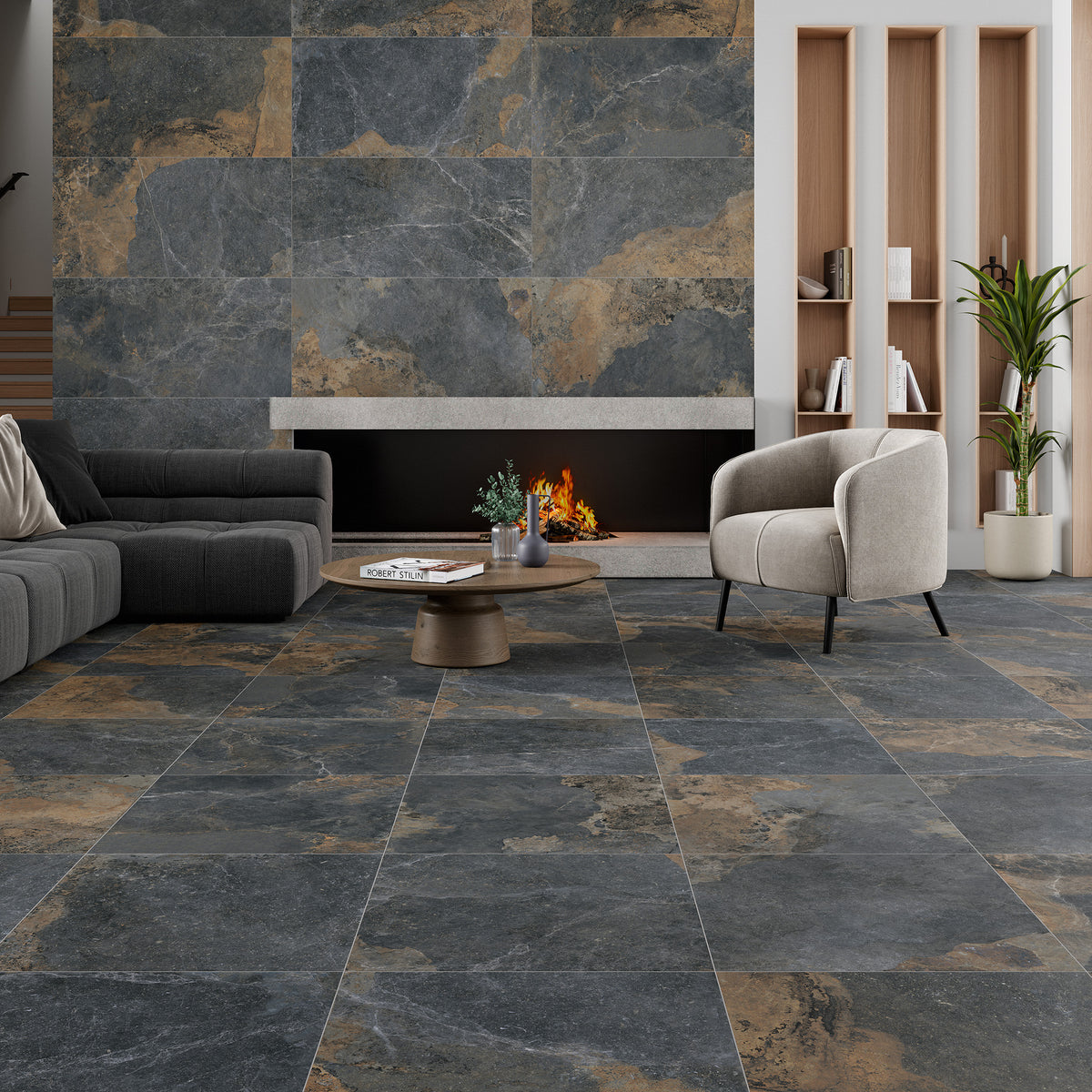 Slate Black Matt Tile - lifestyle view