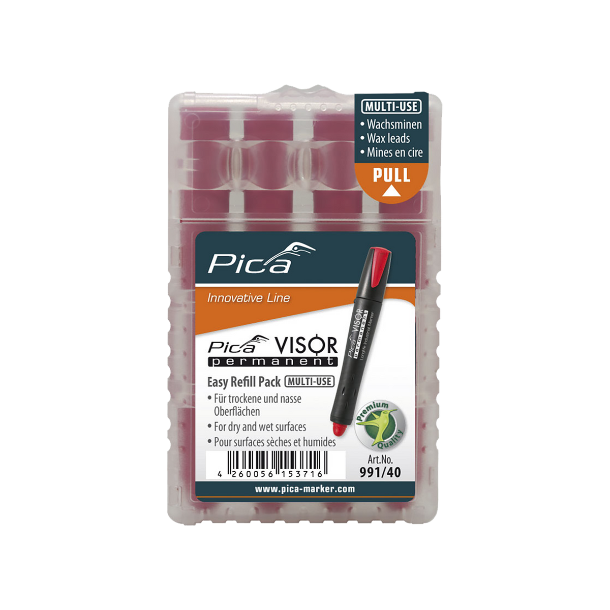 Visor Permanent Marker Refill Set Red