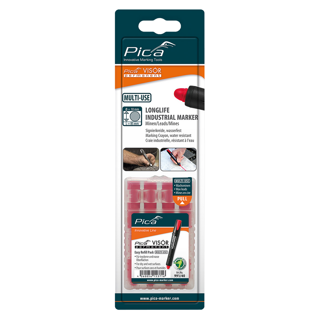 Visor Permanent Marker Refill Set Red