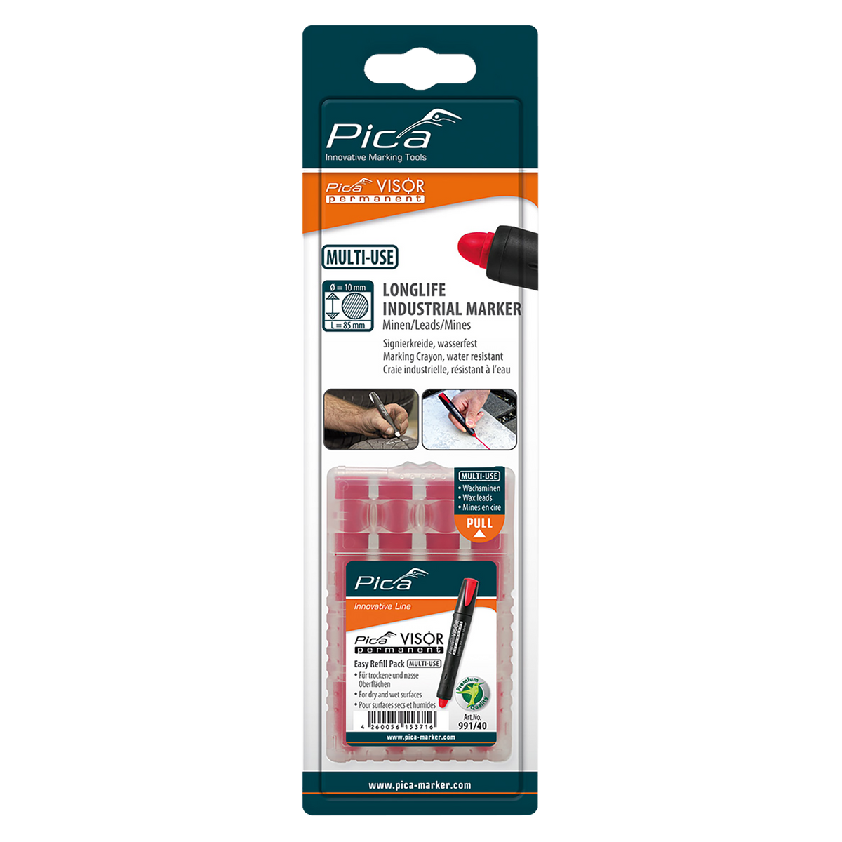 Visor Permanent Marker Refill Set Red
