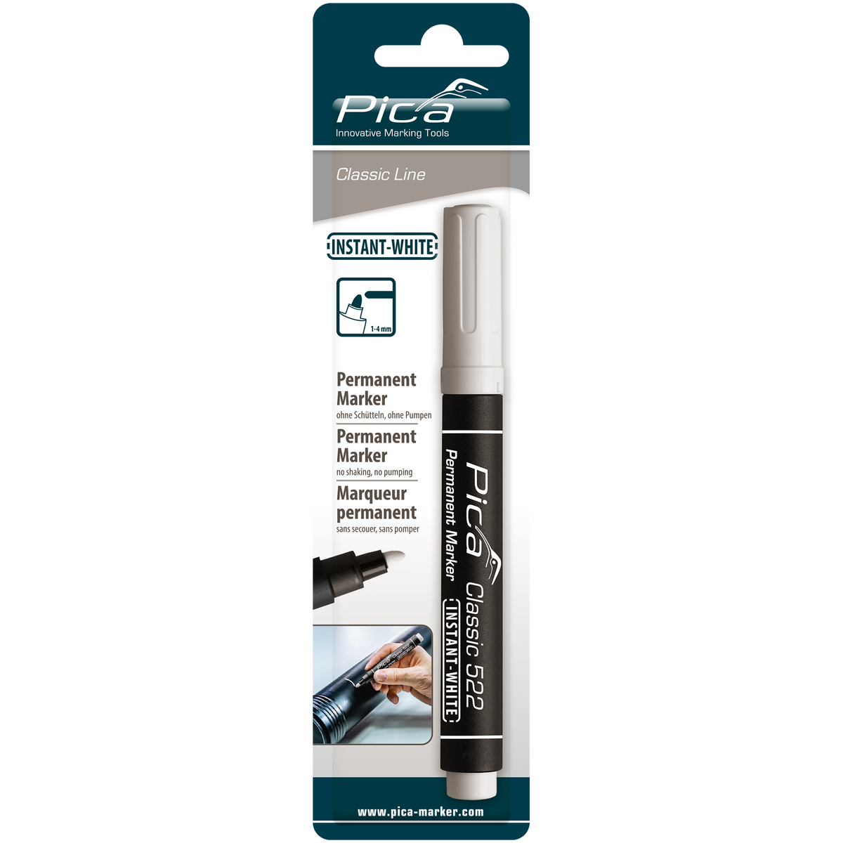 White Permanent Marker Round Tip 1-4mm