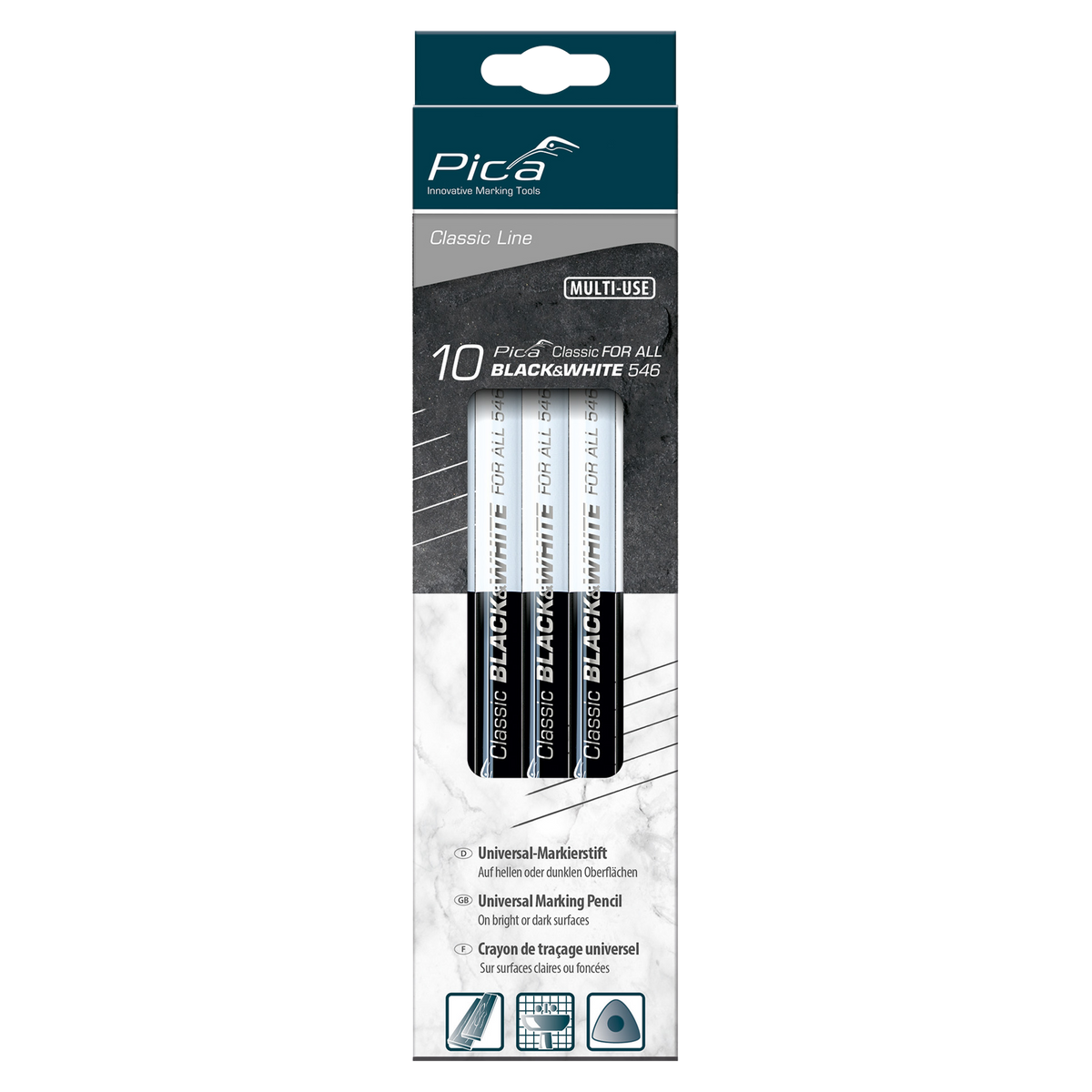 23cm Double Pencil Black and White