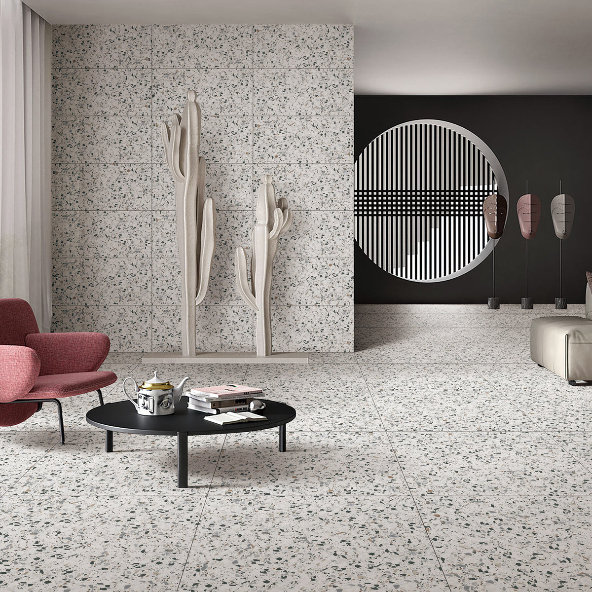 Terrazzo Bianco Textured Tile - lifestyle view