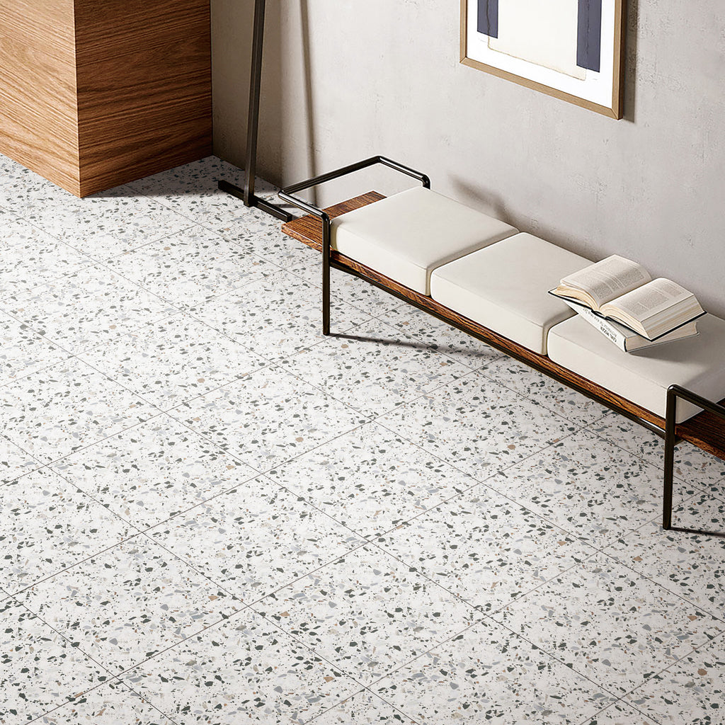 Terrazzo Bianco Textured Tile - lifestyle view