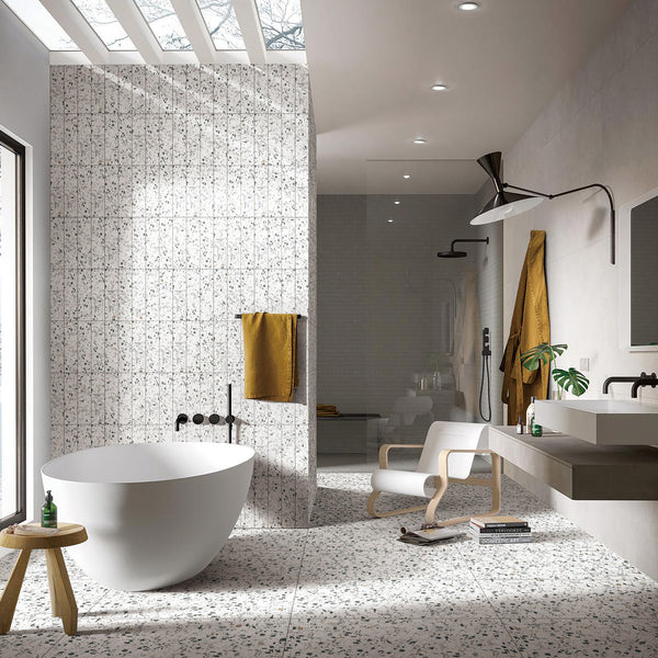 Terrazzo Bianco Textured Tile - lifestyle view