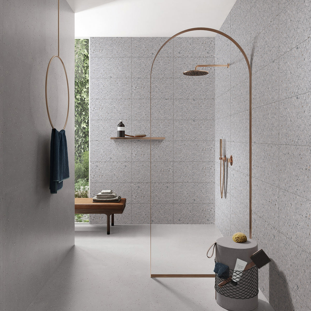 Terrazzo Grigio Textured Tile - lifestyle view