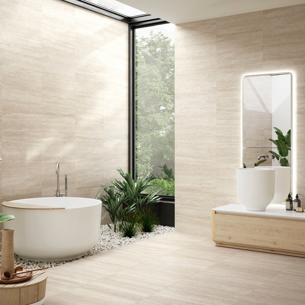 Travertine Ivory Matt Tile - lifestyle view