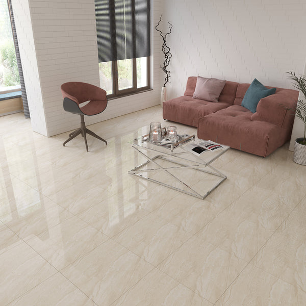 Maxton Ivory Polished Tile - lifestyle view