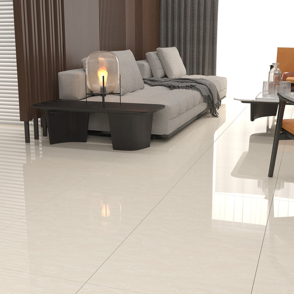 Aston Ivory Polished Tile - lifestyle view