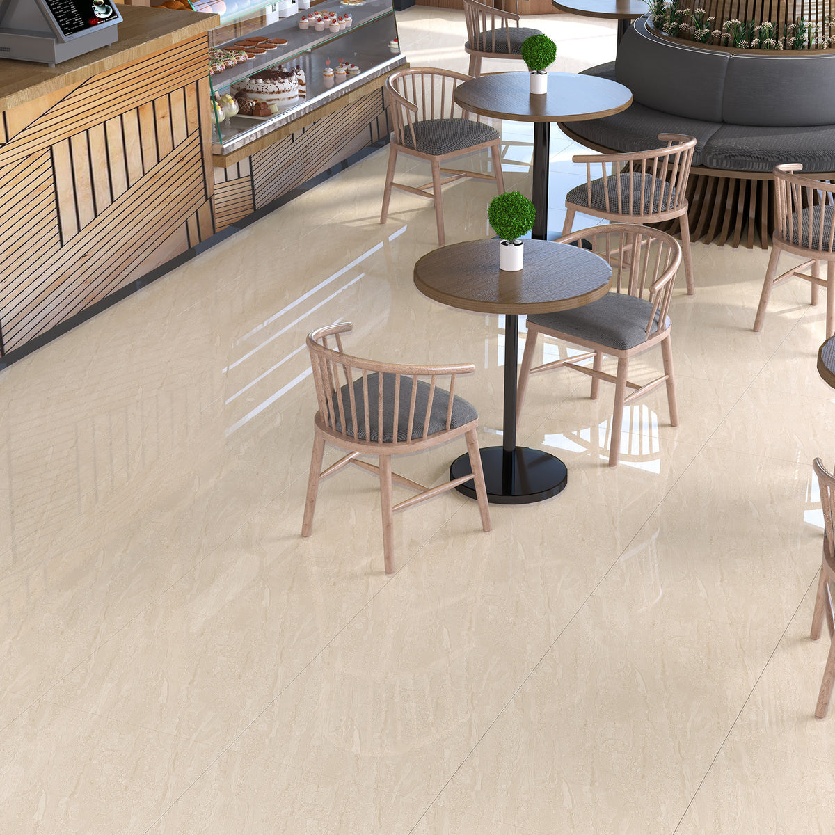 Dyna Ivory Polished Tile - lifestyle view