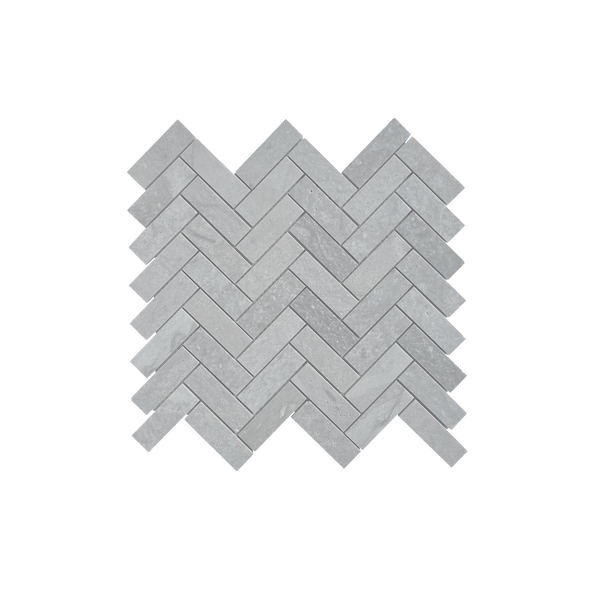 Natural Travertine Herringbone Grey Honed Unfilled Mosaic