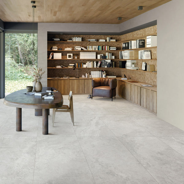 Travertine Cenere HiLite Silk Tile - lifestyle view