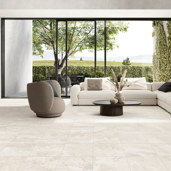 Travertine Avorio Microtec Textured Tile - lifestyle view