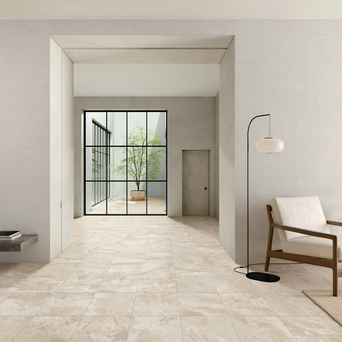 Travertine Crema Microtec Textured Tile - lifestyle view