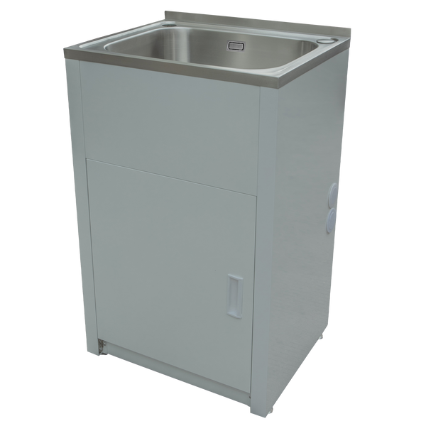 Single Trough & Cab 1TH 610x510 45L Stainless Steel White with Overflow