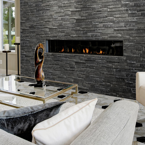 Marble Black Textured Tile - lifestyle view