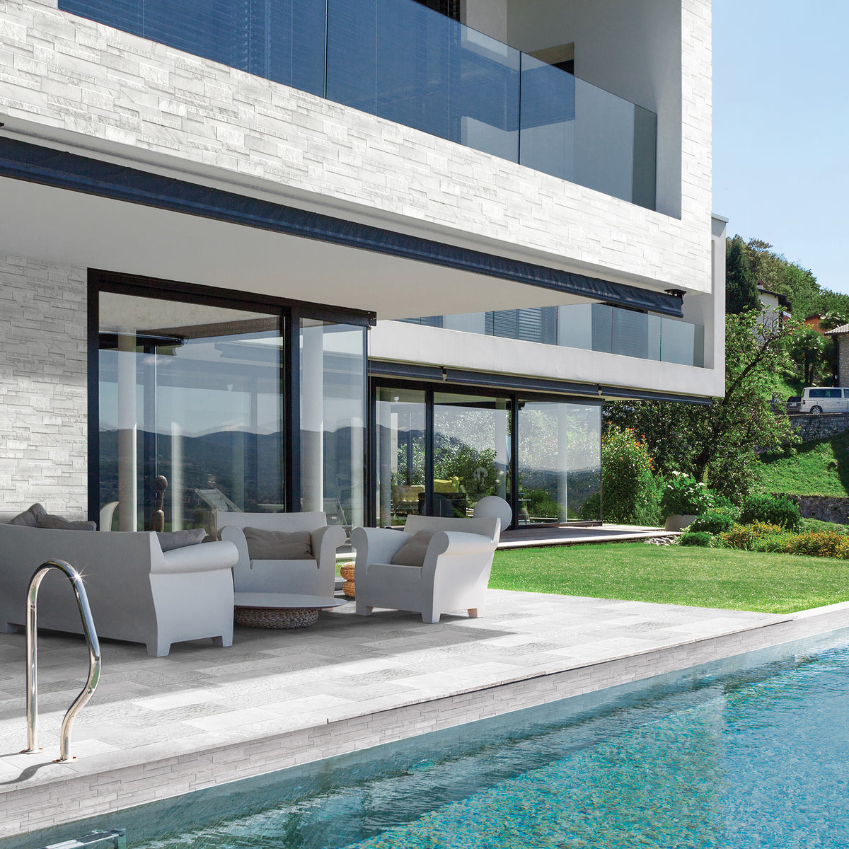Marble White Textured Tile - lifestyle view