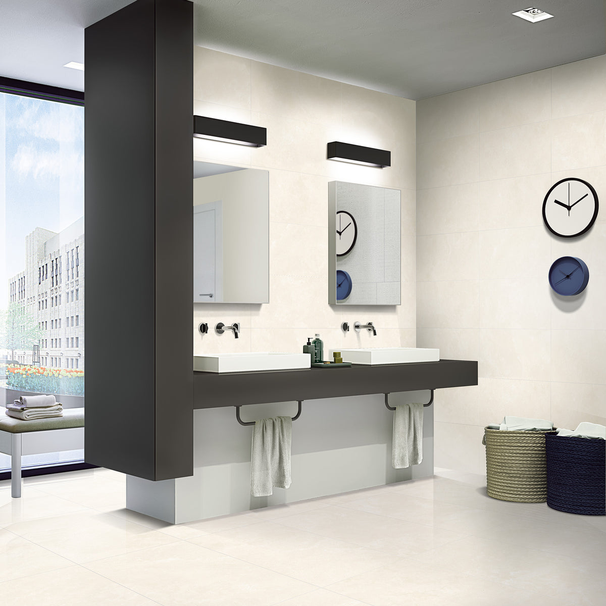 Travertine Ash Matt Tile - lifestyle view
