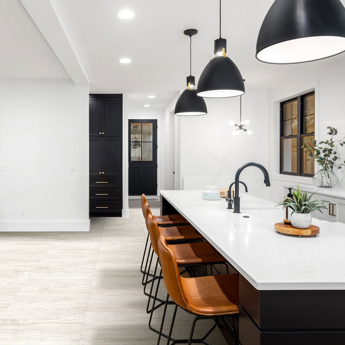 Travertine Bone Matt Tile - lifestyle view