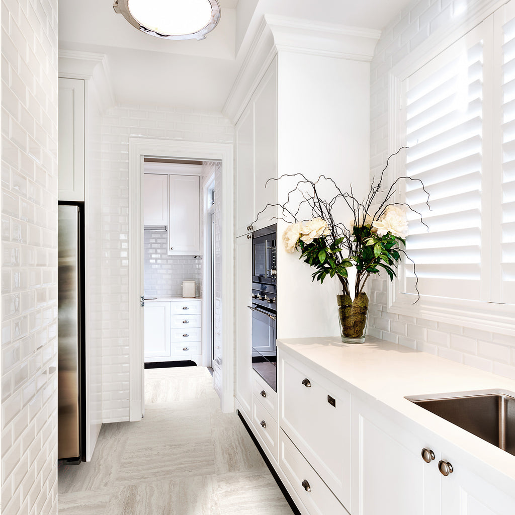 Travertine Bone Matt Tile - lifestyle view