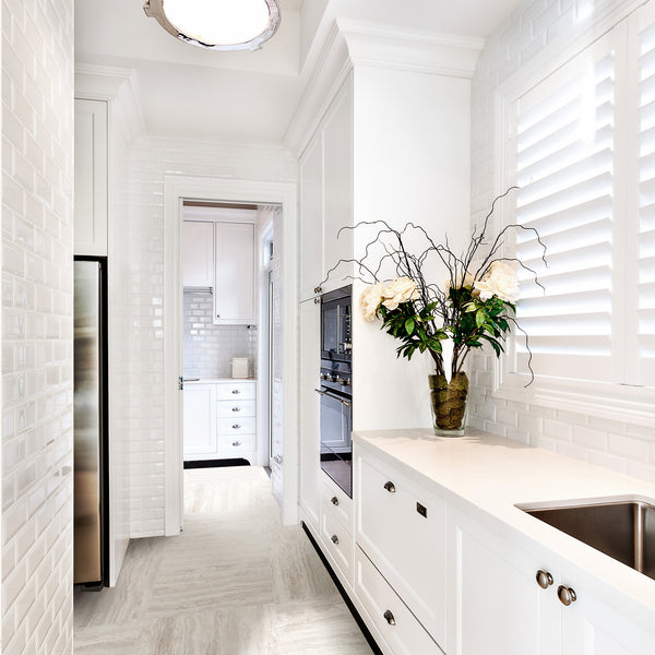 Travertine Bone Matt Tile - lifestyle view