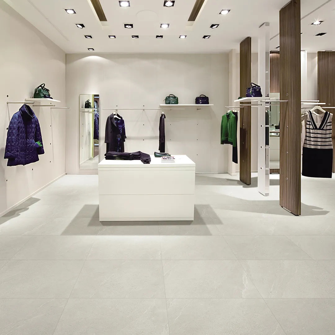 Sandstone White Textured Tile - lifestyle view