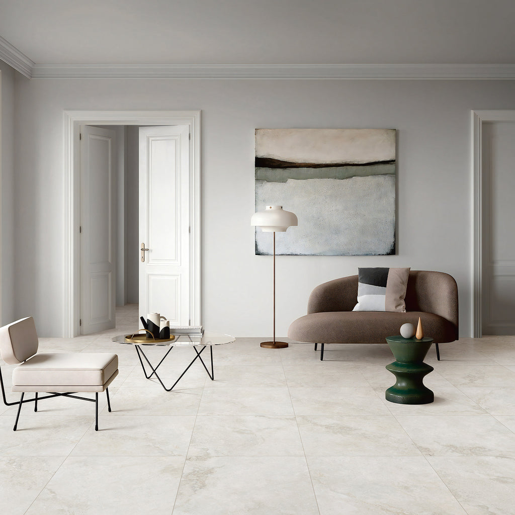 Travertine Milk Silk Tile - lifestyle view
