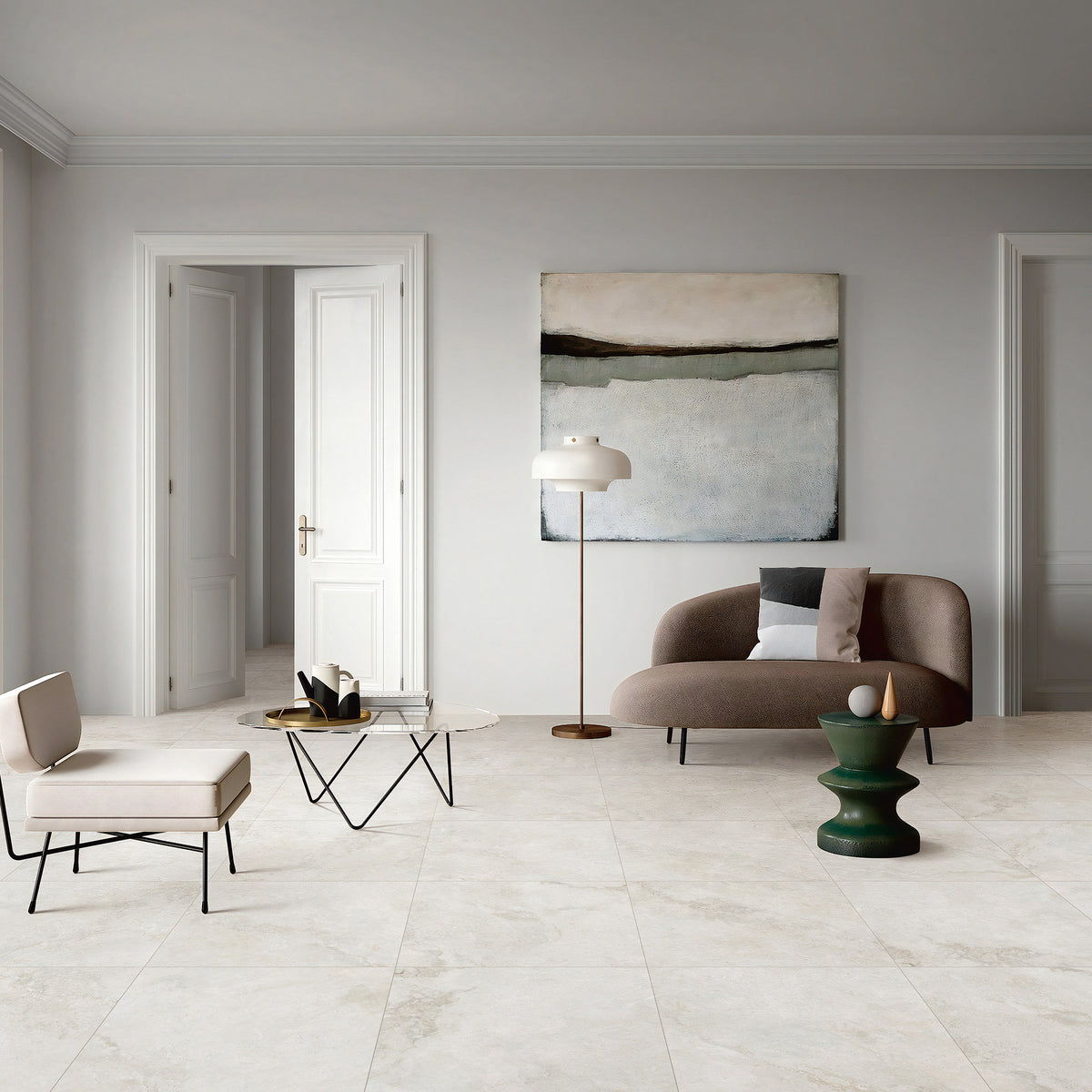 Travertine Milk Silk Tile - lifestyle view
