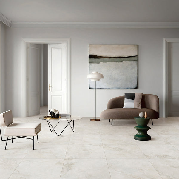Travertine Milk Silk Tile - lifestyle view