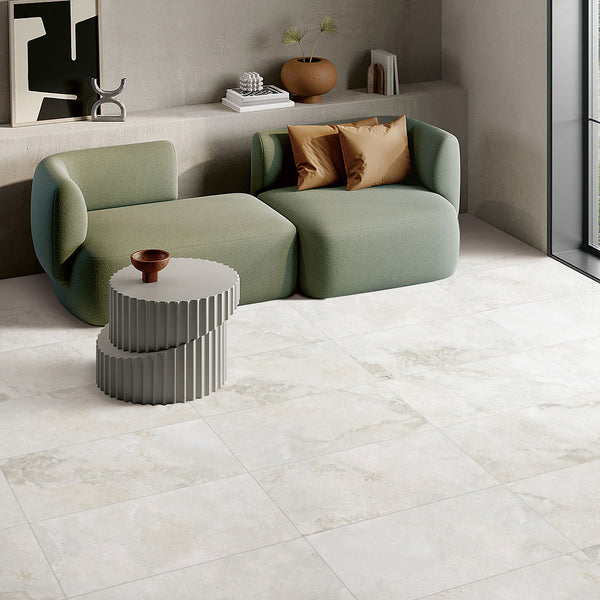 Travertine Milk Textured Tile - lifestyle view