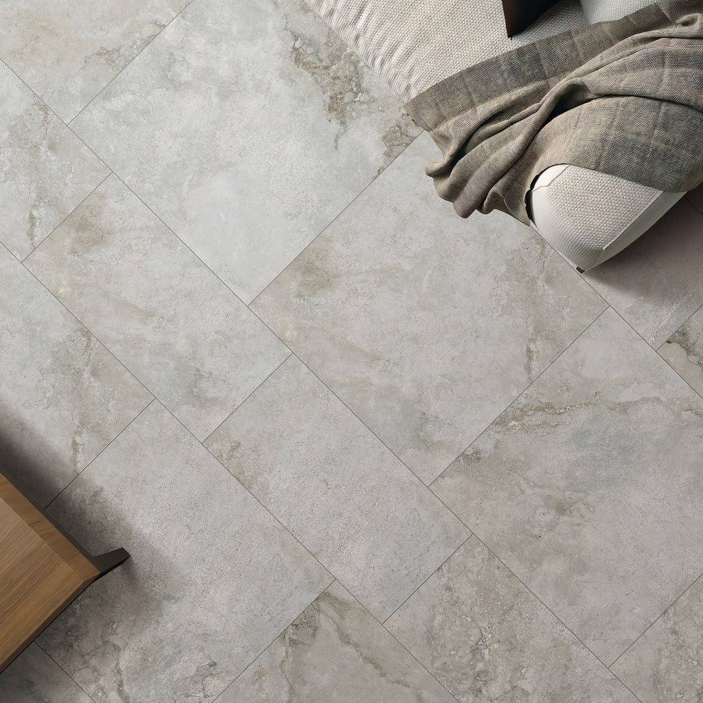 Travertine Greige Textured Tile - lifestyle view