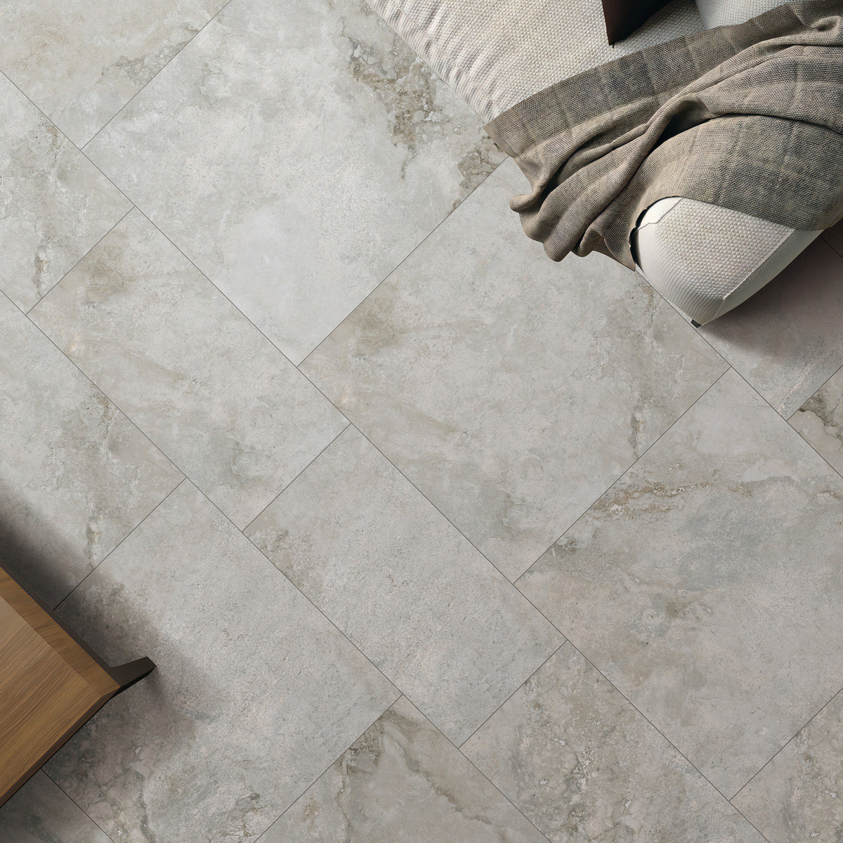 Travertine Greige Textured Tile - lifestyle view