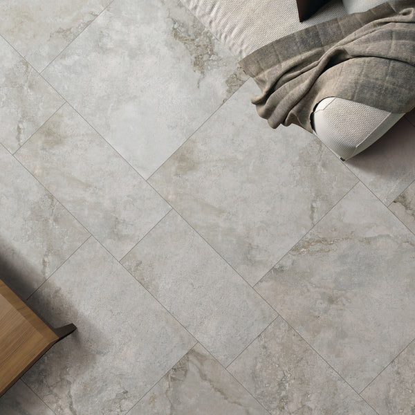 Travertine Greige Textured Tile - lifestyle view
