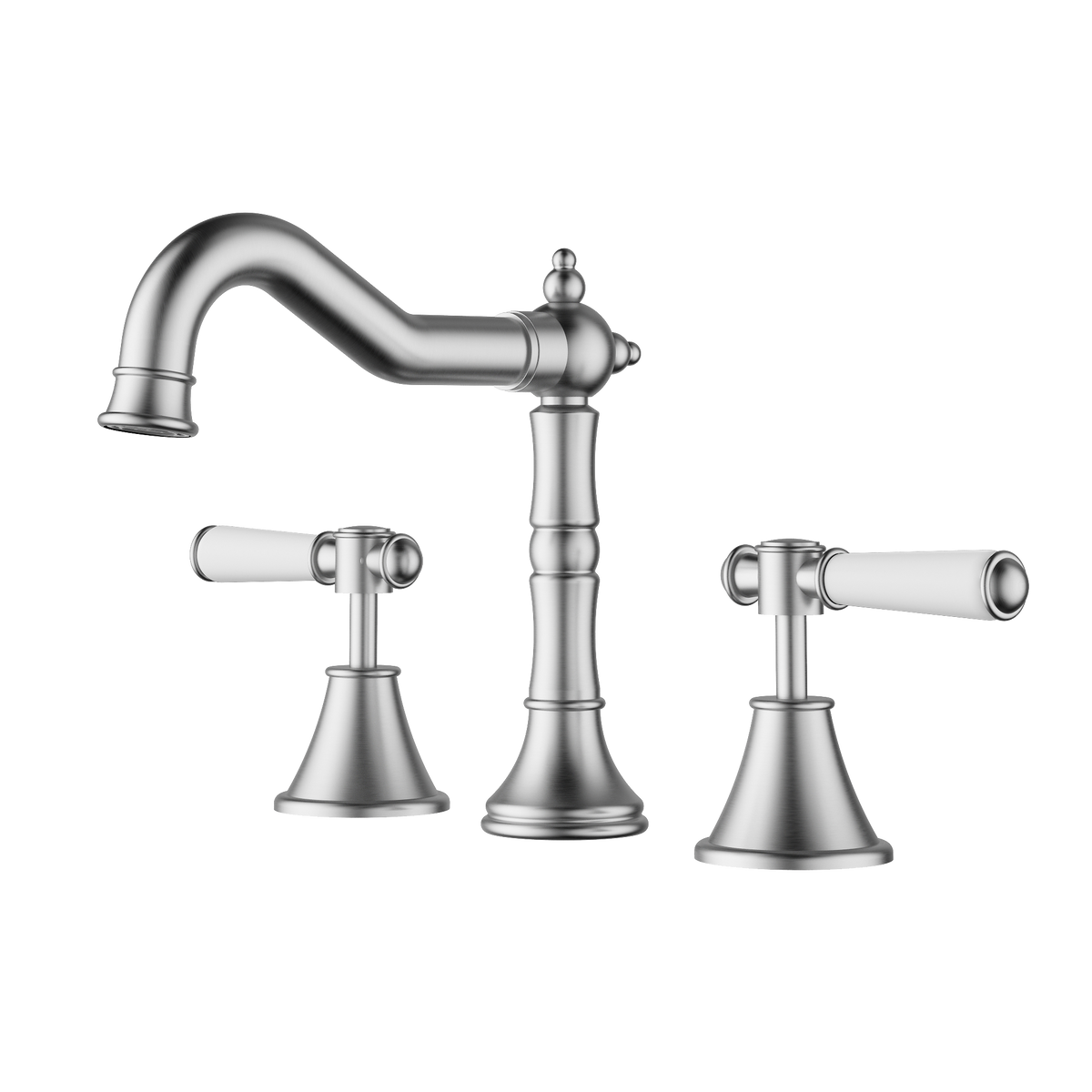 Basin Set Ceramic Handle Brushed Nickel