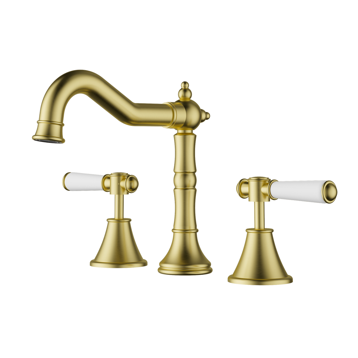 Basin Set Ceramic Handle Brushed Gold