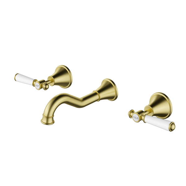 Bath Set Ceramic Handle Brushed Gold