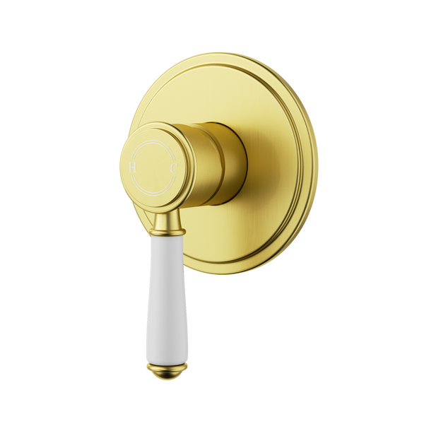 Wall Mixer  Trim Kit Ceramic Handle Brushed Gold