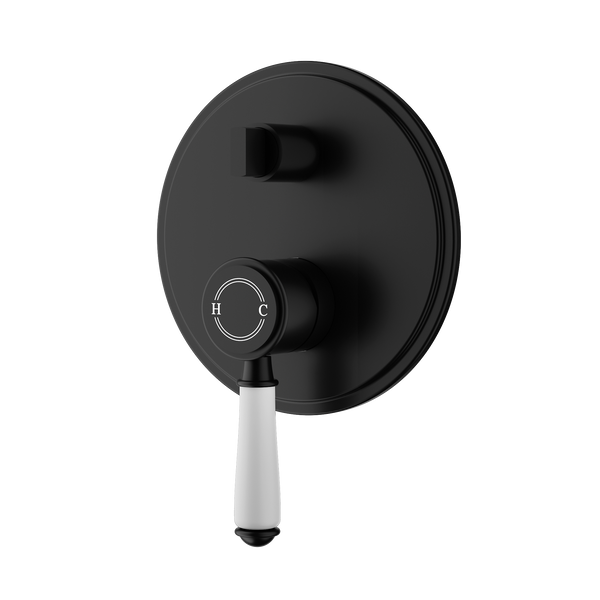 Wall Mixer W Diverter Trim Kit Ceramic Handle Matt Black