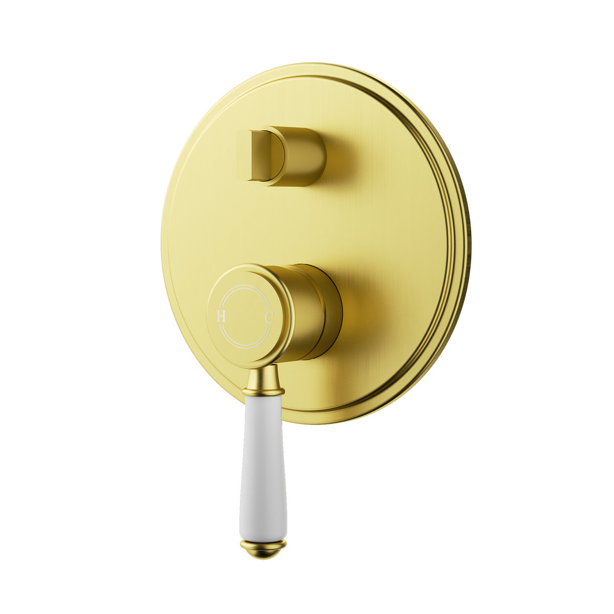 Wall Mixer W Diverter Trim Kit Ceramic Handle Brushed Gold