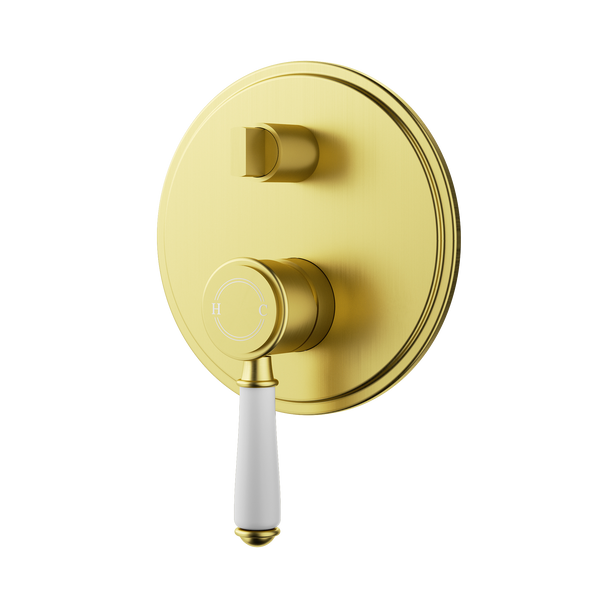 Wall Mixer W Diverter Trim Kit Ceramic Handle Brushed Gold