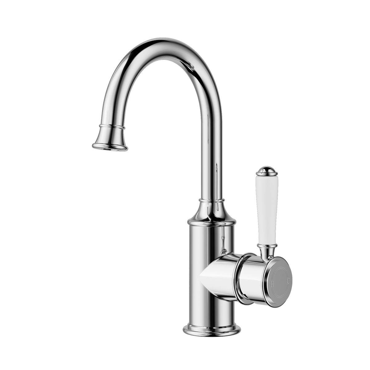 Gooseneck Basin Mixer Ceramic Handle