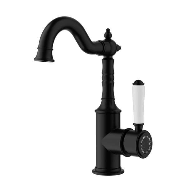 Federation Basin Mixer Ceramic Handle Matt Black