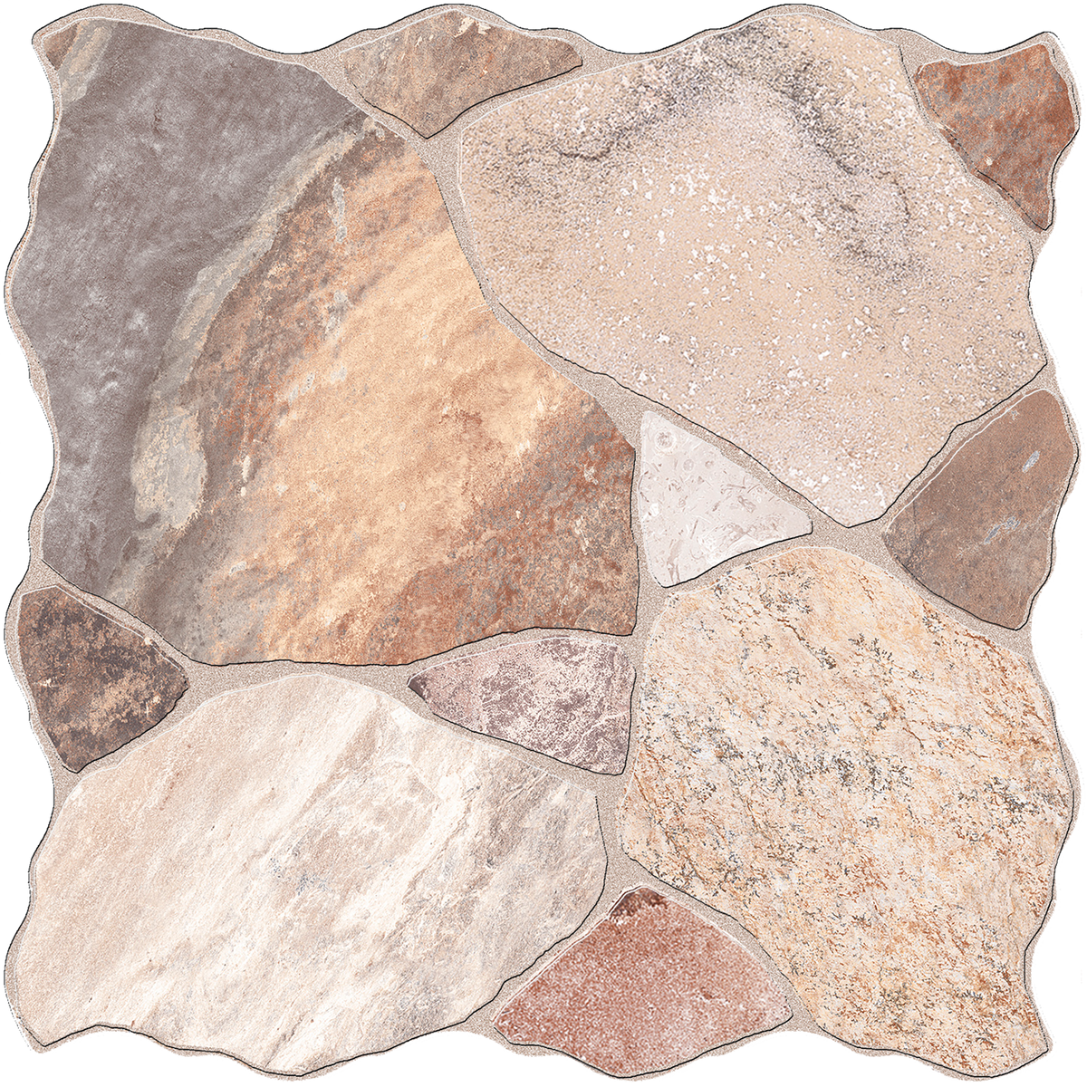 Step Stone CrazyPave Multicolour Embossed Textured Tile