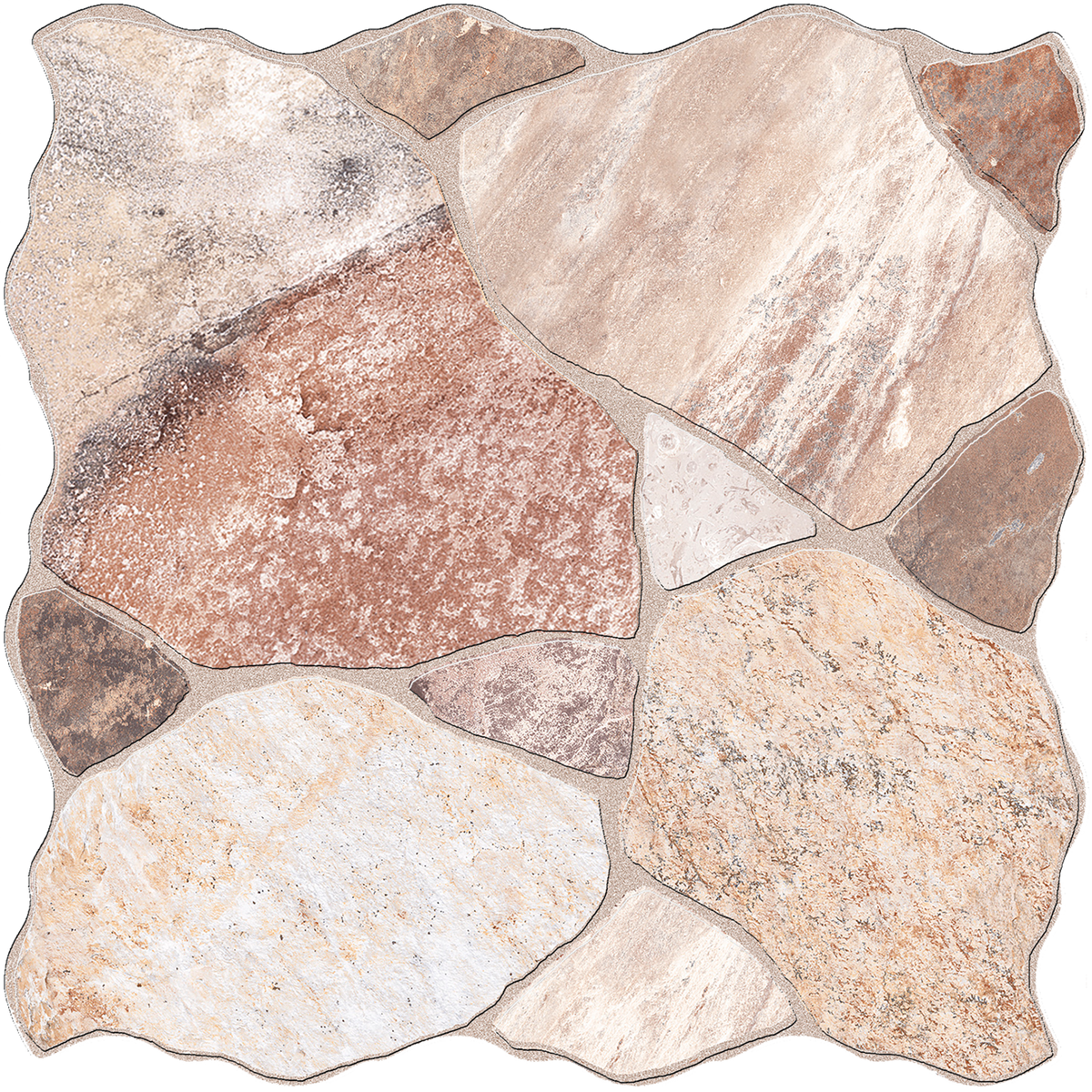 Stone CrazyPave Multicolour Embossed Textured Tile