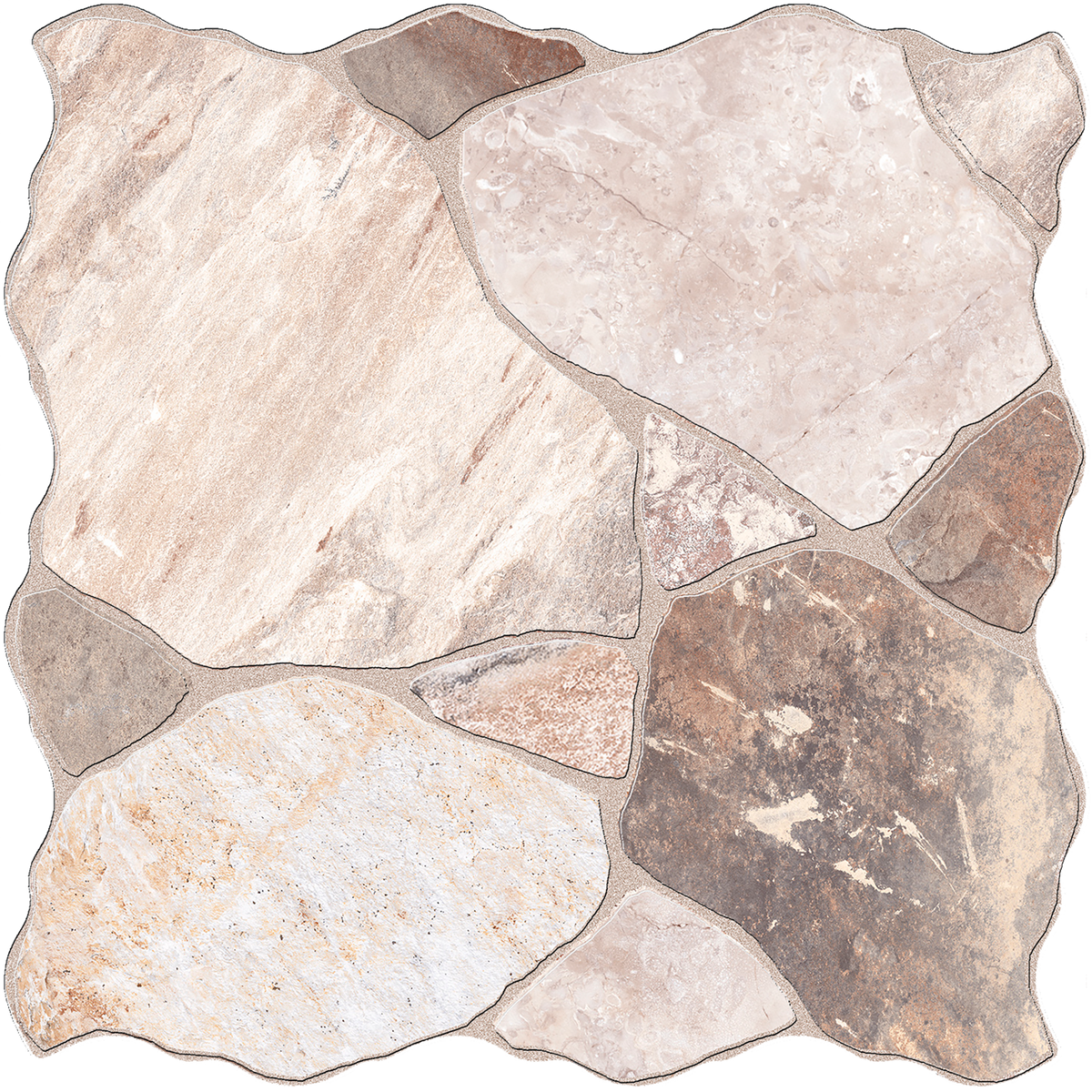 Stone CrazyPave Multicolour Embossed Textured Tile